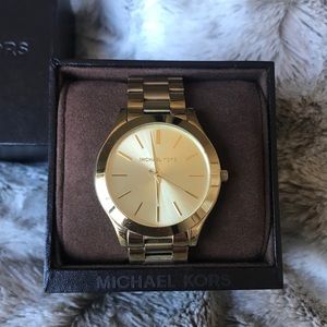 Slim Runway Gold Stainless Steel Bracelet Watch